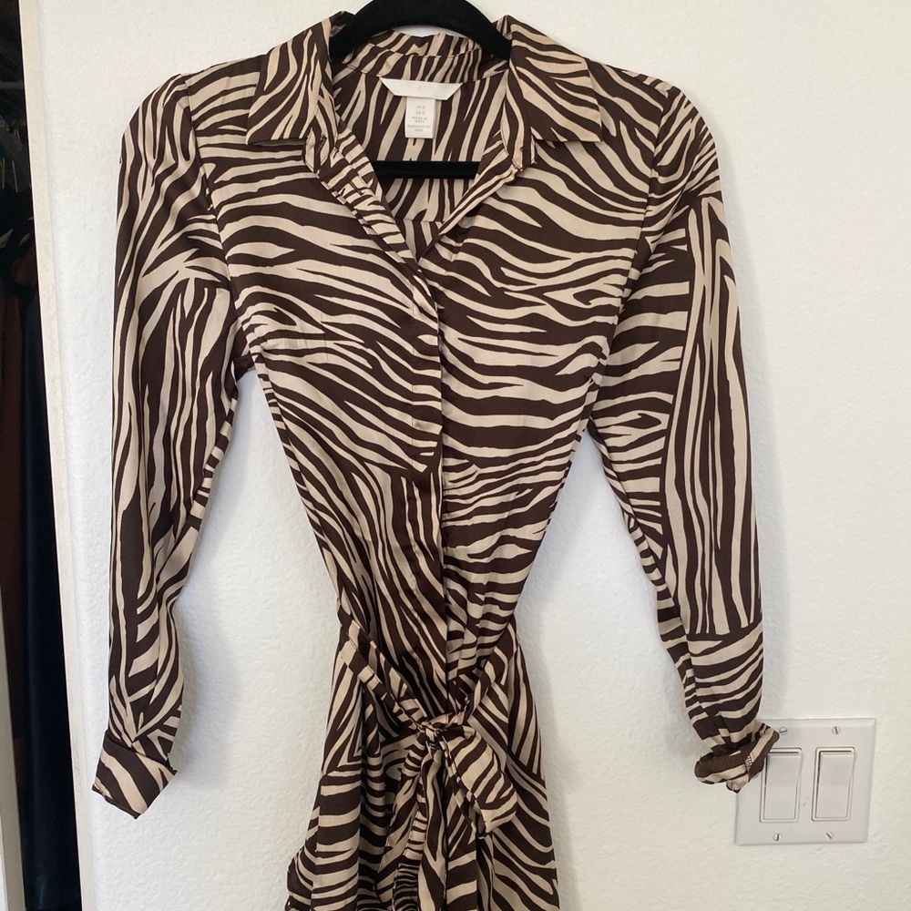 NWOT Satin Zebra Mini Dress